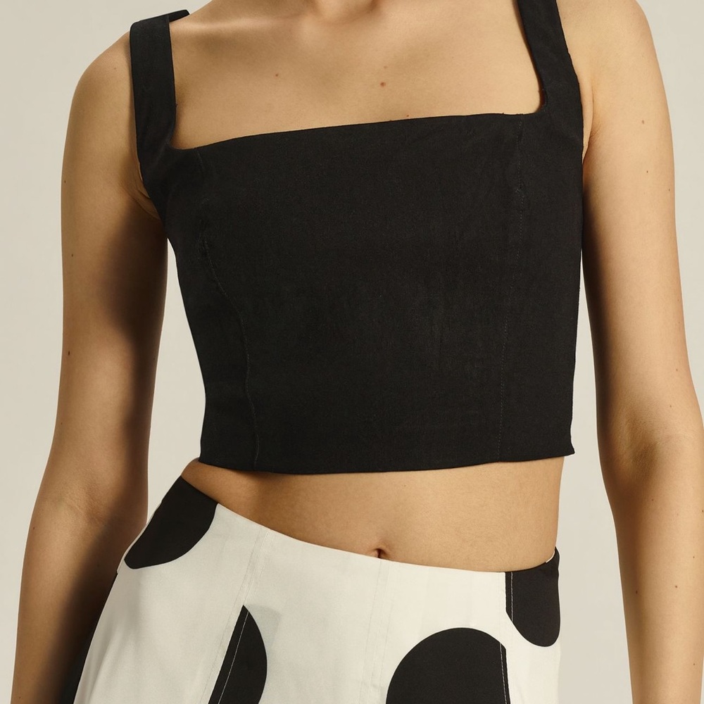 Maeve Black Square Neck Cropped Tank
